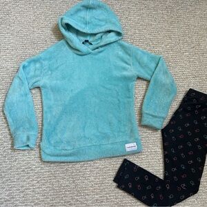 Calvin Klein Kids Aqua Hoodie and Black Leggings Set size M 10